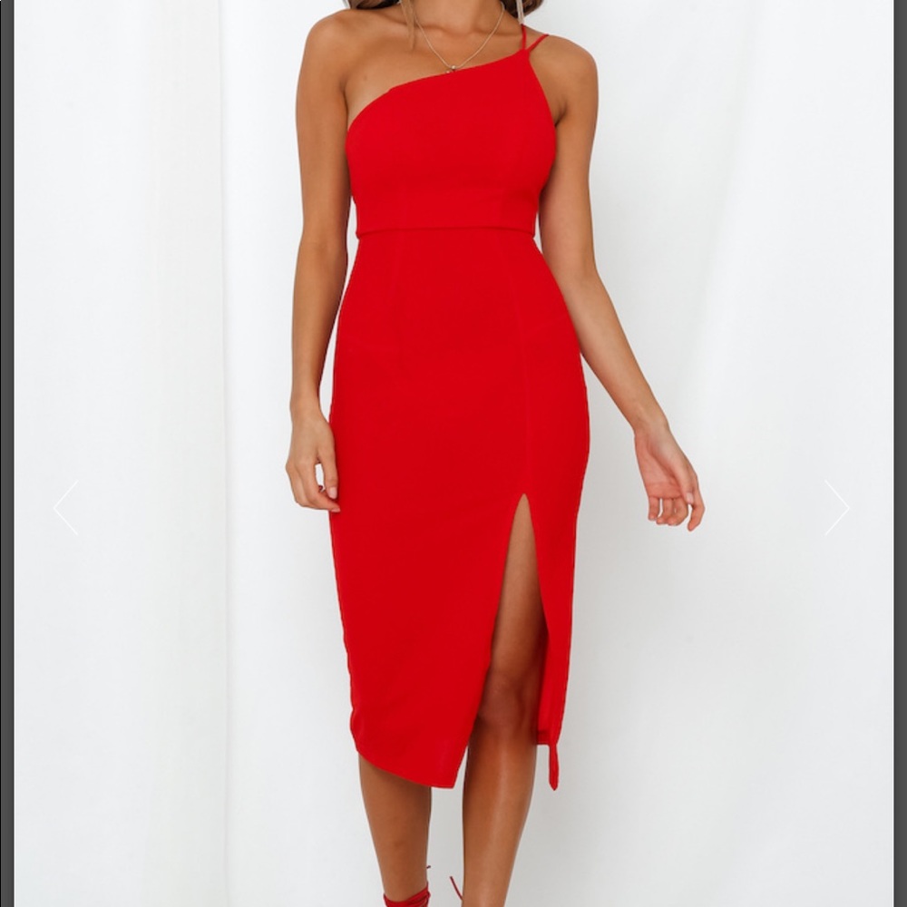 One shoulder side slit dress